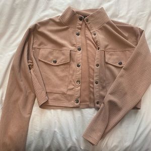 Papaya Cropped tan long sleeve jacket with buttons